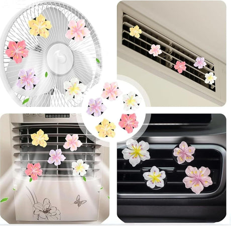 10 PCS Flower Car Air Freshener Vent Clips, Cute Pink Car Interior Decor Accessories, Aromatherapy Car Vent Clips for Women, Universal Car Air Outlet Decoration