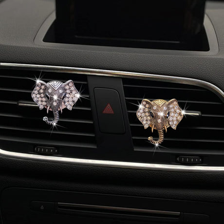 Bling Rhinestone Elephants Head Car Air Vent Clip Dashboard Outlet Clip Air Freshener Vent Clips Decorative Cute Car Decor