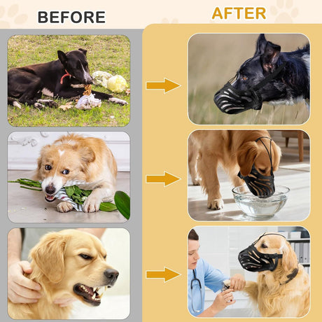 Dog Muzzle, Soft Breathable Dog Muzzles Suitable Dogs, Adjustable Basket Muzzles Prevents Chewing and Biting for Grooming Trimming Training(M)