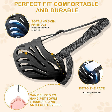 Dog Muzzle, Soft Breathable Dog Muzzles Suitable Dogs, Adjustable Basket Muzzles Prevents Chewing and Biting for Grooming Trimming Training(S)