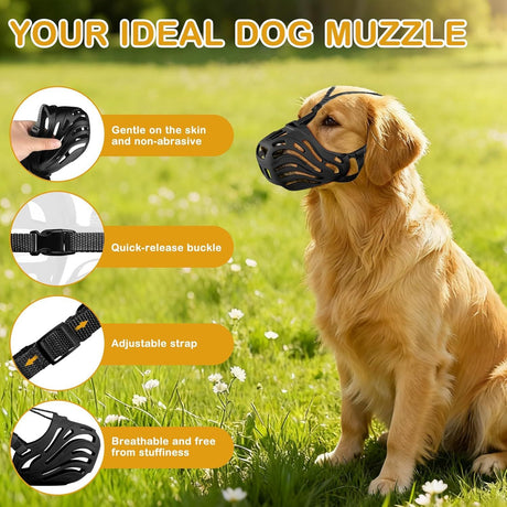Dog Muzzle, Soft Breathable Dog Muzzles Suitable Dogs, Adjustable Basket Muzzles Prevents Chewing and Biting for Grooming Trimming Training(XXL)