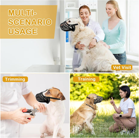 Dog Muzzle, Soft Breathable Dog Muzzles Suitable Dogs, Adjustable Basket Muzzles Prevents Chewing and Biting for Grooming Trimming Training(XXL)