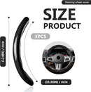 3pcs Universal Carbon Fiber Steering Wheel Cover - Anti-Slip & Segmented Design, Universal 99% Durable Steering Wheel Protector for Men and Women, Car Interior Accessory (Black)