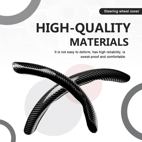 3pcs Universal Carbon Fiber Steering Wheel Cover - Anti-Slip & Segmented Design, Universal 99% Durable Steering Wheel Protector for Men and Women, Car Interior Accessory (Black)