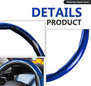 3pcs Universal Carbon Fiber Steering Wheel Cover - Anti-Slip & Segmented Design, Universal 99% Durable Steering Wheel Protector for Men and Women, Car Interior Accessory (Blue)