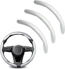 3pcs Universal Carbon Fiber Steering Wheel Cover - Anti-Slip & Segmented Design, Universal 99% Durable Steering Wheel Protector for Men and Women, Car Interior Accessory (White)
