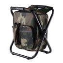 Insulated Cooler Backpack Chair, Folding Stool for Picnic & BBQ Outdoor Camping, Camouflage