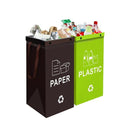 Collapsible Recycling Bags 40L, Waterproof Reusable Laminated Waste Sorting Bins with Carry Handles, Paper & Plastic 2‑Pack for Home Kitchen Indoor Recycling