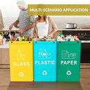Collapsible Recycling Bags 40L, Waterproof Reusable Laminated Waste Sorting Bins with Carry Handles, Paper Brown & Glass Grey 2‑Pack for Home Kitchen Indoor Recycling