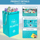 Collapsible Recycling Bags 40L, Waterproof Reusable Laminated Waste Sorting Bins with Carry Handles, Plastic Cyan & Paper Black 2‑Pack for Home Kitchen Camping Indoor Outdoor Recycling