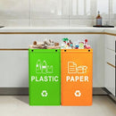 Collapsible Recycling Bags 40L, Waterproof Reusable Laminated Waste Sorting Bins with Carry Handles, Green Plastic & Orange Paper 2‑Pack for Home Kitchen Indoor Recycling