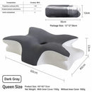 Butterfly Shaped Memory Foam Pillow, Ergonomic Orthopedic Support Pillow for Neck Pain Relief, Ice‑Silk Cover Sleep Pillow for Side Back Stomach Sleeper, Queen Size 60×40×13cm, Dark Grey