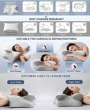 Butterfly Shaped Memory Foam Pillow, Ergonomic Orthopedic Support Pillow for Neck Pain Relief, Ice‑Silk Cover Sleep Pillow for Side Back Stomach Sleeper, Queen Size 60×40×13cm, Dark Grey