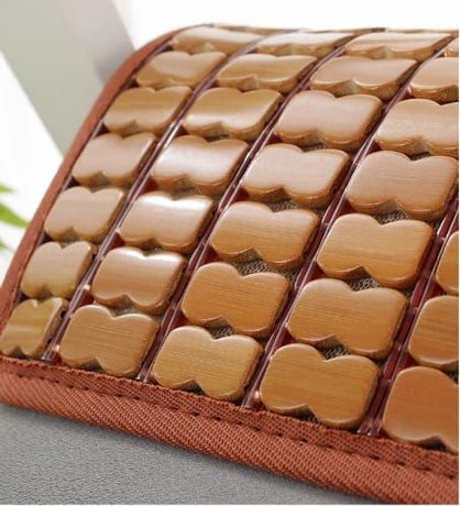 Bamboo Cooling Seat Cushion 50×50cm, Dark Brown Summer Breathable Non‑Slip Chair Pad for Office Desk Chair Car Seat Home Sofa