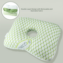 Green Ergonomic Ear Pillow with Hole for Side Sleepers, Ear Pain Relief Cushion, Washable Cover for Piercing & CNH