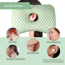 Green Ergonomic Ear Pillow with Hole for Side Sleepers, Ear Pain Relief Cushion, Washable Cover for Piercing & CNH