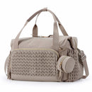Brown Large Quilted Diaper Bag Tote, Multi‑Functional Travel Baby Bag with Changing Mat & Pacifier Pouch, Stylish Maternity Hospital Bag for Labour & Delivery