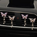 4 in 1 Bling Butterfly Aromatherapy Air Vent Clips, Diamond Pearl Pendant Butterfly Car Air Fresheners, Cute Car Decoration, Interior Decor
