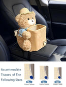 Cute Plush 2 in 1 Car Tissue Box and Trash Can Teddy Bear Tissue Box Plush Animals Cute Holder Plushie Multifunctional Organizer Creative Accessories for Women,Straw Hat Bear