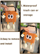 Car Cute 2 in 1 Trash Can with Tissue Holder Box Seat Back Bag Hanging over the Seat Organizer Plush Cartoon Animal Storage Garbage,Brown