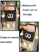 Car Cute 2 in 1 Trash Can with Tissue Holder Box Seat Back Bag Hanging over the Seat Organizer Plush Cartoon Animal Storage Garbage,Black