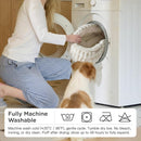 Medium Dog Bed, Washable Cute Pet Bed, Super Soft Corduroy Round Cat Bed with Anti-Slip Bottom, 26''x26''x9'', Cream