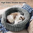 Cat Bed, Washable Round Cute Cat Beds for Indoor Cats, Super Soft Corduroy Pet Bed for Puppy and Kitten with Anti-Slip Bottom, 23''x23''x8.5'', Warm Gray