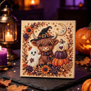 DIY Halloween Wreath‑Style Black Cat Diamond Painting Kit, Pearl Bead Art 20×20cm, Pre‑Stretched Inner Frame, Plastic Sealed Package with Full Set Craft Tools