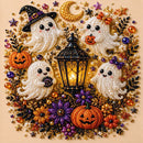 DIY Halloween Witch Pumpkin Diamond Painting Kit, Pearl Bead Art 20×20cm, Pre‑Stretched Inner Frame, Plastic Sealed Package with Full Set Craft Tools