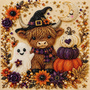 DIY Halloween Witch Pumpkin Diamond Painting Kit, Pearl Bead Art 20×20cm, Pre‑Stretched Inner Frame, Plastic Sealed Package with Full Set Craft Tools