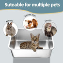 Stainless Steel Cat Litter Box - Large Metal High-Sided Pan for Cats, Pets, Non-Stick, Odor-Free, Easy to Clean, Splash-Proof, Durable (20" L x 13.8" W x 6" H)