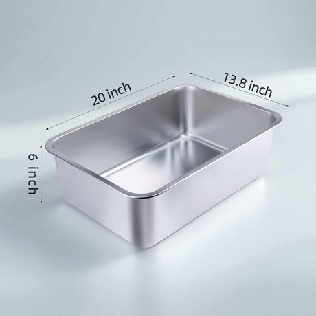Stainless Steel Cat Litter Box - Large Metal High-Sided Pan for Cats, Pets, Non-Stick, Odor-Free, Easy to Clean, Splash-Proof, Durable (20