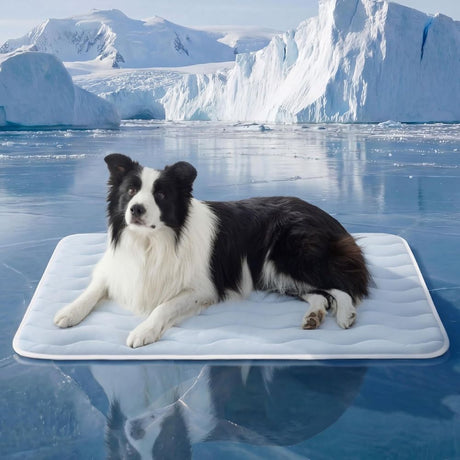 Cooling Dog Mat Extra Large - Q-Max>0.4 XL Thin Breathable Cold Crate Pad Indoor for Pets with Chill Cool Fiber as Cooling Topper，Portable Washable Kennel Mat in Outdoor Summer, 41x28, Blue