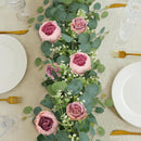 2 Pack Artificial Champagne Peony Flower Garlands, 1.8M Floral Vine with Baby's Breath & Eucalyptus Leaves, Hanging Fake Greenery for Wedding Arch, Home Doorway & Party Decor