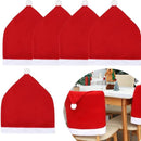 5 Pack Santa Hat Chair Covers, Red Christmas Chair Back Covers, Xmas Dining Chair Slipcovers for Christmas Dinner Party Decorations