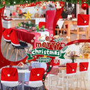 5 Pack Santa Hat Chair Covers, Red Christmas Chair Back Covers, Xmas Dining Chair Slipcovers for Christmas Dinner Party Decorations