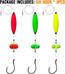 Pre-Tied Catfish Rig System, 23 Inch 55LB Santee Cooper Catfish Float Rig with Adjustable EVA Slip Float and High Carbon Circle Hooks 5/0 6/0 8/0, Ready-to-Fish for River and Bank Fishing(Cigar Float-6/0Hook * 3PCS)