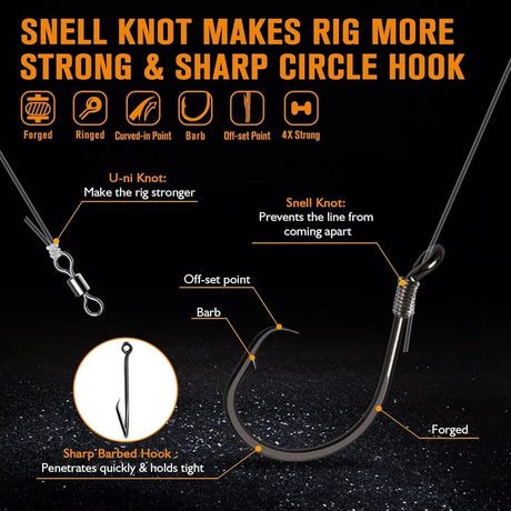 Pre-Tied Catfish Rig System, 23 Inch 55LB Santee Cooper Catfish Float Rig with Adjustable EVA Slip Float and High Carbon Circle Hooks 5/0 6/0 8/0, Ready-to-Fish for River and Bank Fishing(Cigar Float-8/0Hook * 6PCS)