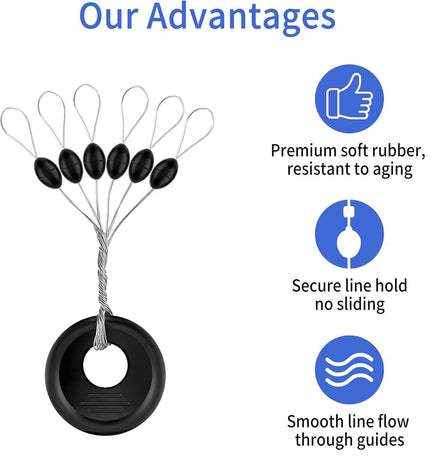 240 Pieces Middle-Sized Fishing Rubber Bobber Beads Stoppers 6 in 1 Black Float Sinker Stops(S)