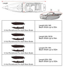 600D Oxford Cloth Boat Cover, Waterproof UV Protection Dustproof Marine Cover for V-Hull Speedboat Motor Yacht, Adjustable Strap & Elastic Hem Design for Outdoor Storage & Trailer Transport
