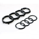 Gloss Black Audi Rings Emblem Set, Front 273mm + Rear 192mm Black Badge Replacement Kit for Audi A1 A3 A4 A5 Models