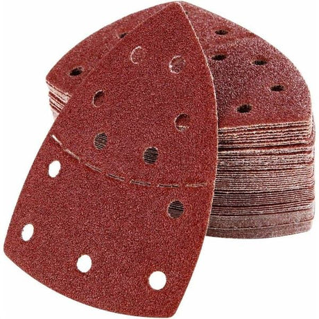 60pcs Triangle Sanding Pads for Bosch PSM 100A / PSM 160 / PSM 200 AES / PSM 18 / PDA 180, 105×152mm Hook & Loop Sandpaper Assorted Grit 40/60/80/100/120/180 for Multi-Sander