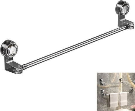 Adjustable 30-60cm Telescopic Suction Towel Rail, No Drill Rotatable Wall Mount Towel Bar, Stainless Steel Bathroom Kitchen Corner Towel Rack