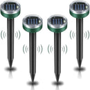 Solar Ultrasonic Mole Repeller 4 Pack, IP65 Waterproof Sonic Mole Vole Gopher Deterrent, Solar Powered Ground Stake Rodent Repellent for Yard Garden Lawn Outdoor Pest Control