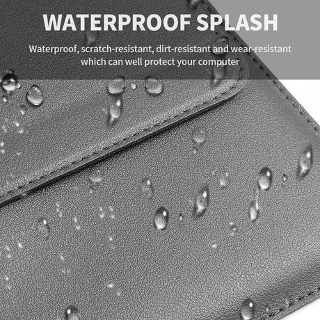 3-in-1 Laptop Sleeve Case with Built-in Stand & Wrist Rest, Waterproof PU Leather Notebook Cover for 15/16 Inch Laptops, Ergonomic Portable Laptop Protective Bag, Gray