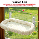 XL Cat Window Perch with 4 Heavy-Duty Suction Cups, Solid Metal Frame, Removable Striped Plush Bed, No Drill Window Mount Cat Hammock for Indoor Large Cats