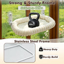 XL Cat Window Perch with 4 Heavy-Duty Suction Cups, Solid Metal Frame, Removable Striped Plush Bed, No Drill Window Mount Cat Hammock for Indoor Large Cats