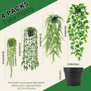 Set of 4 Artificial Hanging Trailing Plants, Fake Eucalyptus, String of Pearls, Boston Fern & Heart Leaf Pothos Vines, Low Maintenance Faux Potted Greenery for Indoor Balcony Wall Home Decor
