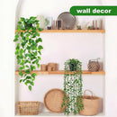 Set of 4 Artificial Hanging Trailing Plants, Fake Eucalyptus, String of Pearls, Boston Fern & Heart Leaf Pothos Vines, Low Maintenance Faux Potted Greenery for Indoor Balcony Wall Home Decor