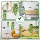 1 Pack Artificial Pea Leaf Hanging Plant with Black Pot, Fake Trailing Pea Pod Vine, Low Maintenance Faux Greenery for Indoor Wall Balcony Home Decor